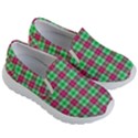 Pink Green Plaid Kid s Lightweight Slip Ons View3