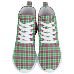 Pink Green Plaid Women s Lightweight High Top Sneakers