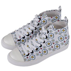 Eggs White Women s Mid-top Canvas Sneakers