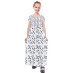 Eggs White Kids  Short Sleeve Maxi Dress