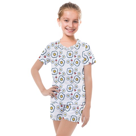 Eggs White Kids  Mesh Tee And Shorts Set by snowwhitegirl