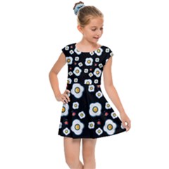 Eggs Black Kids Cap Sleeve Dress