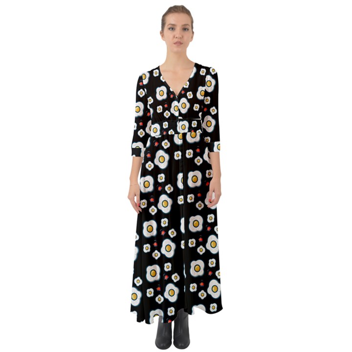 Eggs Black Button Up Boho Maxi Dress