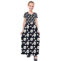 Eggs Black Kids  Short Sleeve Maxi Dress