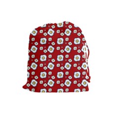 Eggs Red Drawstring Pouch (large) by snowwhitegirl