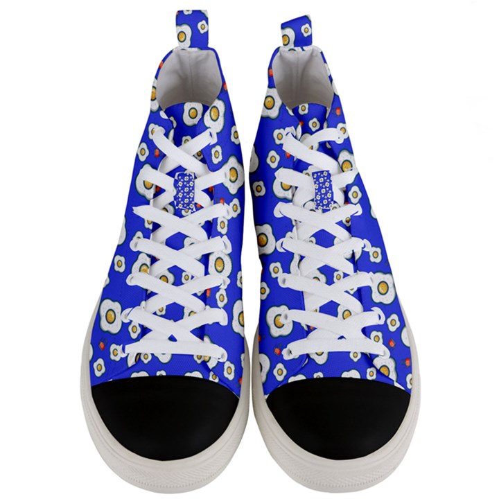 Eggs Blue Men s Mid-Top Canvas Sneakers