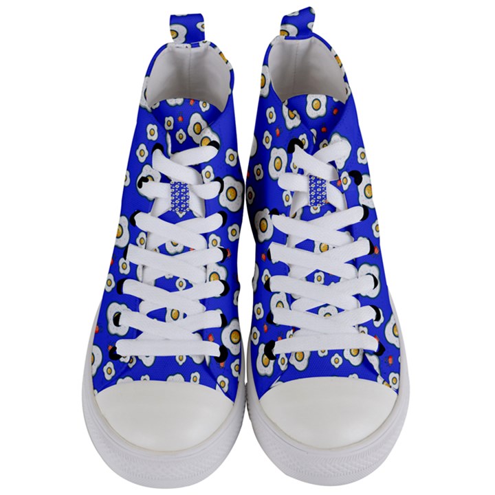 Eggs Blue Women s Mid-Top Canvas Sneakers