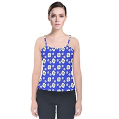 Eggs Blue Velvet Spaghetti Strap Top