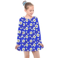 Eggs Blue Kids  Long Sleeve Dress