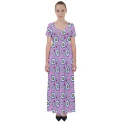 Eggs Pink High Waist Short Sleeve Maxi Dress