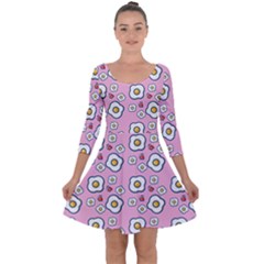 Eggs Pink Quarter Sleeve Skater Dress