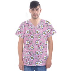 Eggs Pink Men s V-neck Scrub Top