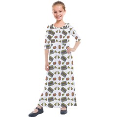 Fast Food White Kids  Quarter Sleeve Maxi Dress by snowwhitegirl