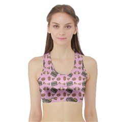 Fast Food Pink Sports Bra With Border by snowwhitegirl