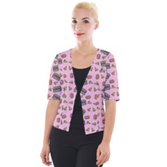 Fast Food Pink Cropped Button Cardigan