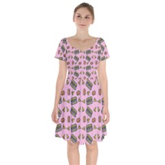 Fast Food Pink Short Sleeve Bardot Dress by snowwhitegirl