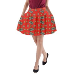 Fast Food Red A-line Pocket Skirt by snowwhitegirl