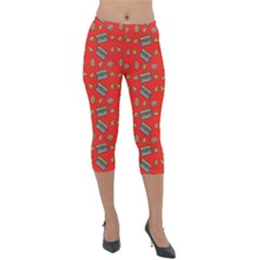 Fast Food Red Lightweight Velour Capri Leggings 