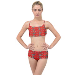 Fast Food Red Layered Top Bikini Set