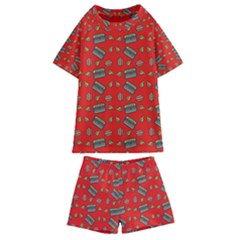 Fast Food Red Kids  Swim Tee And Shorts Set