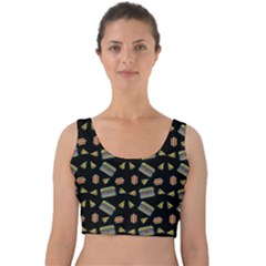 Fast Food Black Velvet Crop Top