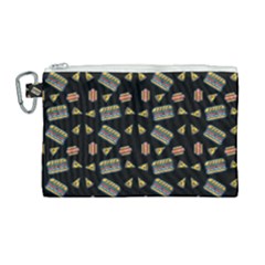 Fast Food Black Canvas Cosmetic Bag (large)