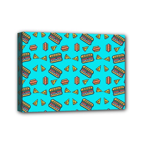 Fast Food Blue Mini Canvas 7  X 5  by snowwhitegirl