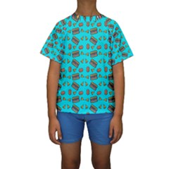 Fast Food Blue Kids  Short Sleeve Swimwear by snowwhitegirl