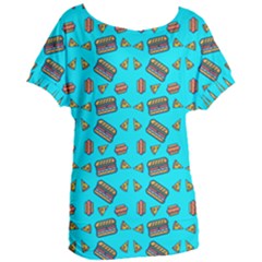 Fast Food Blue Women s Oversized Tee