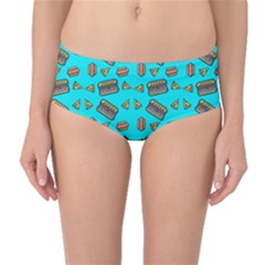 Fast Food Blue Mid-waist Bikini Bottoms by snowwhitegirl