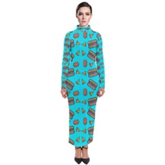 Fast Food Blue Turtleneck Maxi Dress