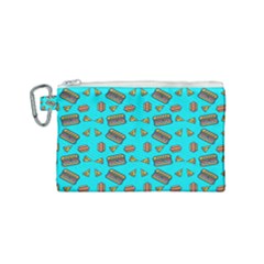 Fast Food Blue Canvas Cosmetic Bag (small)