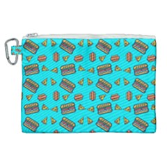 Fast Food Blue Canvas Cosmetic Bag (xl)