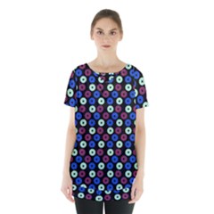 Eye Dots Blue Magenta Skirt Hem Sports Top