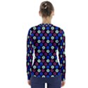 Eye Dots Blue Magenta V-Neck Long Sleeve Top View2