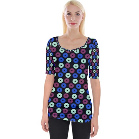 Eye Dots Blue Magenta Wide Neckline Tee by snowwhitegirl