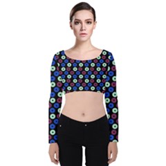 Eye Dots Blue Magenta Velvet Crop Top by snowwhitegirl