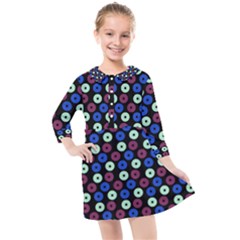 Eye Dots Blue Magenta Kids  Quarter Sleeve Shirt Dress