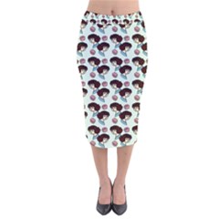 Redhead Girl Blue Velvet Midi Pencil Skirt by snowwhitegirl