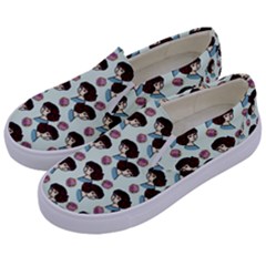 Redhead Girl Blue Kids  Canvas Slip Ons