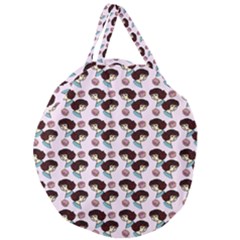 Redhead Girl Pink Giant Round Zipper Tote