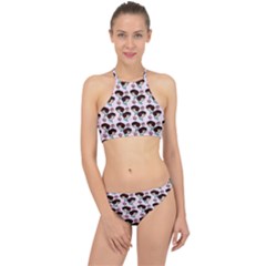 Redhead Girl Pink Racer Front Bikini Set