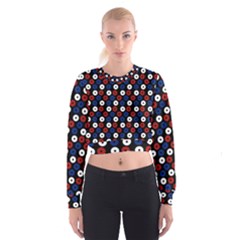 Eye Dots Red Blue Cropped Sweatshirt