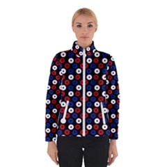 Eye Dots Red Blue Winter Jacket by snowwhitegirl