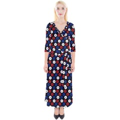 Eye Dots Red Blue Quarter Sleeve Wrap Maxi Dress by snowwhitegirl