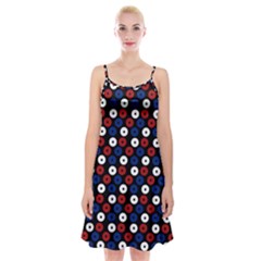 Eye Dots Red Blue Spaghetti Strap Velvet Dress by snowwhitegirl