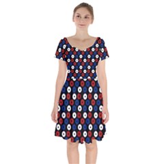 Eye Dots Red Blue Short Sleeve Bardot Dress by snowwhitegirl