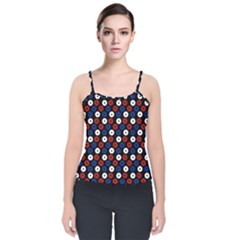 Eye Dots Red Blue Velvet Spaghetti Strap Top