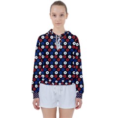 Eye Dots Red Blue Women s Tie Up Sweat by snowwhitegirl