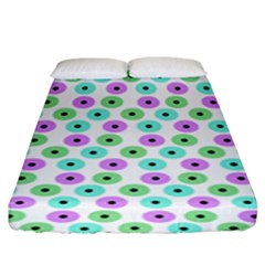 Eye Dots Green Violet Fitted Sheet (king Size) by snowwhitegirl